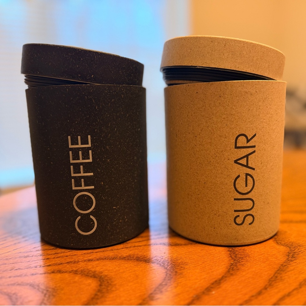 Black and Tan Coffee and Sugar Canisters